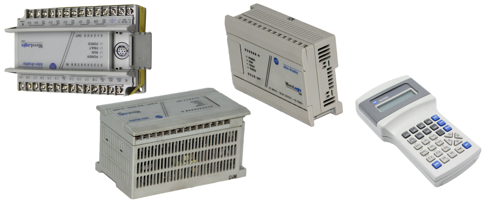 Collage of images depicting MicroLogix 1000 units